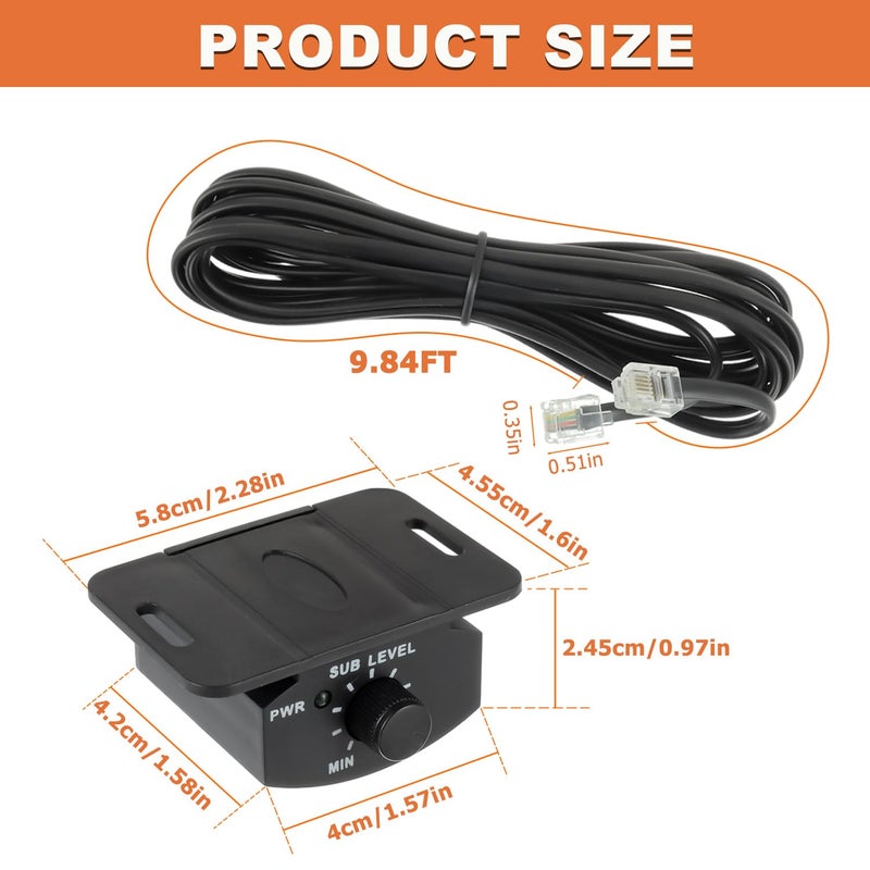 JAMHER Universal Car Amplifier Bass Control Knob Sub Level Amp Volume Control Cable with 4-Pin 3.5m/11.48ft Cable for Car Motorcycle Speakers Home Theater - Image 2
